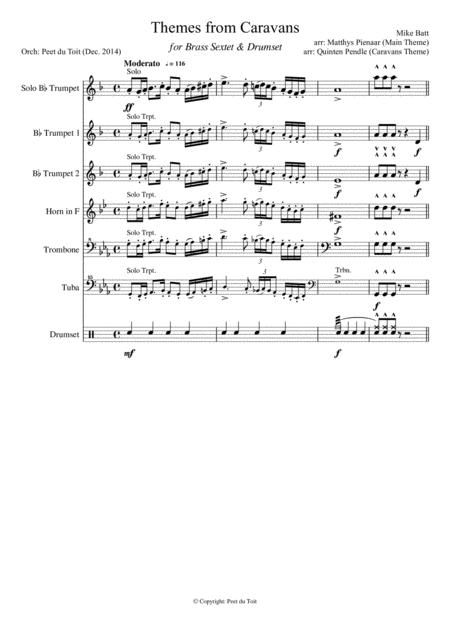 Free Sheet Music Caravans Themes Mike Batt Brass Sextet Drumset