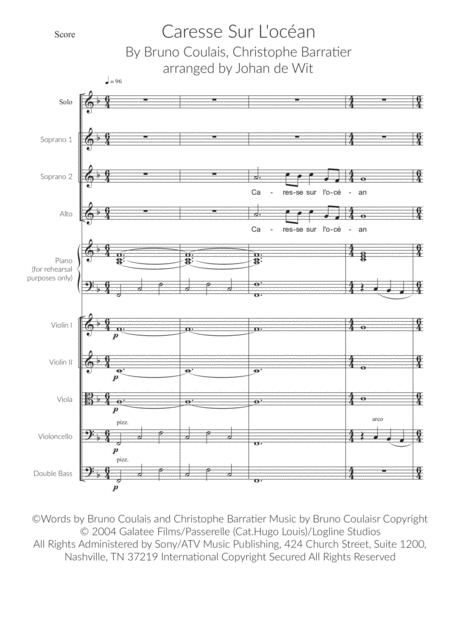 Free Sheet Music Caresse Sur L Ocan Arranged For Ssa And Smal Ensemble