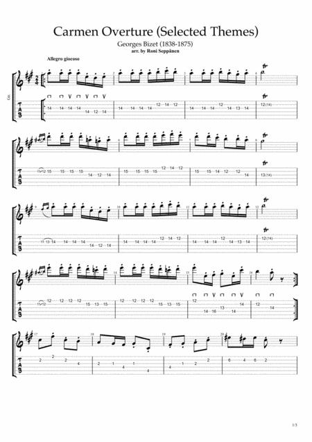 Carmen Overture For Flatpicking Guitar Sheet Music