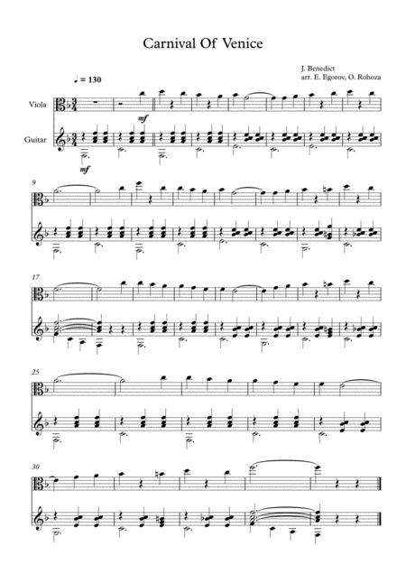 Carnival Of Venice Julius Benedict For Cello Guitar Sheet Music