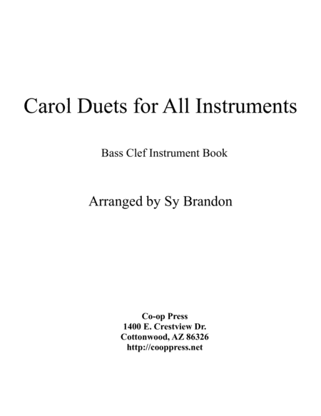 Carol Duets For All Instruments Bass Clef Book Sheet Music