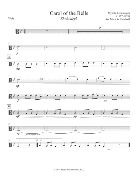 Carol If The Bells Shchedryk Sheet Music