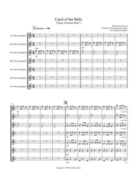 Free Sheet Music Carol Of The Bells F Min Alto Saxophone Septet