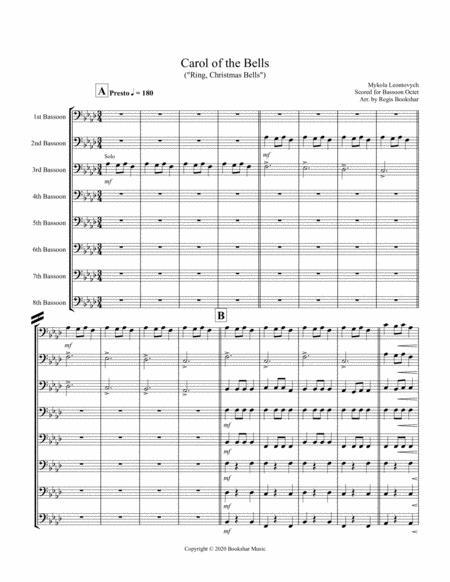 Free Sheet Music Carol Of The Bells F Min Bassoon Octet