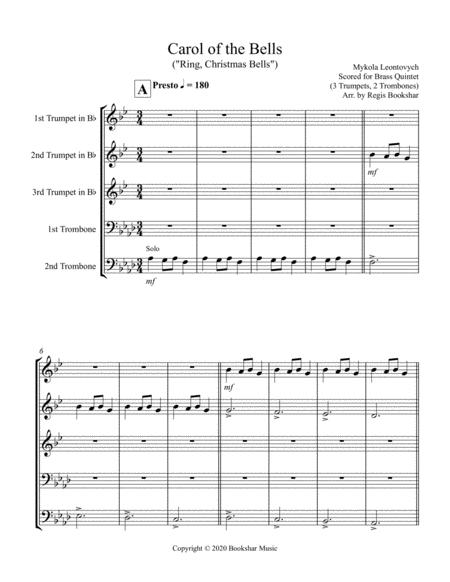 Carol Of The Bells F Min Brass Quintet 3 Trp 2 Trb Sheet Music