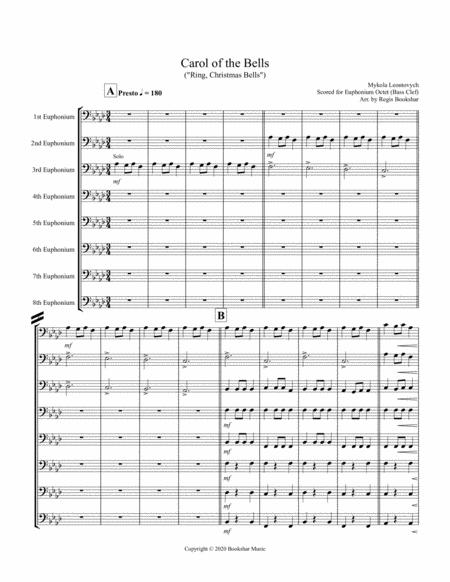 Free Sheet Music Carol Of The Bells F Min Euphonium Octet Bass Clef