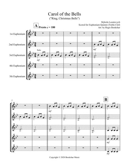 Carol Of The Bells F Min Euphonium Quintet Treble Clef Sheet Music