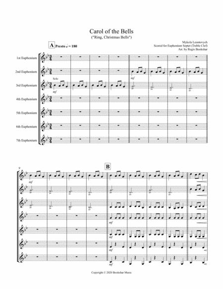 Free Sheet Music Carol Of The Bells F Min M Euphonium Septet Treble Clef