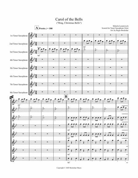 Free Sheet Music Carol Of The Bells F Min Tenor Saxophone Octet