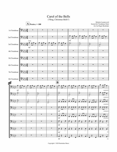 Free Sheet Music Carol Of The Bells F Min Trombone Octet