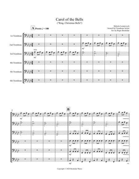 Free Sheet Music Carol Of The Bells F Min Trombone Sextet