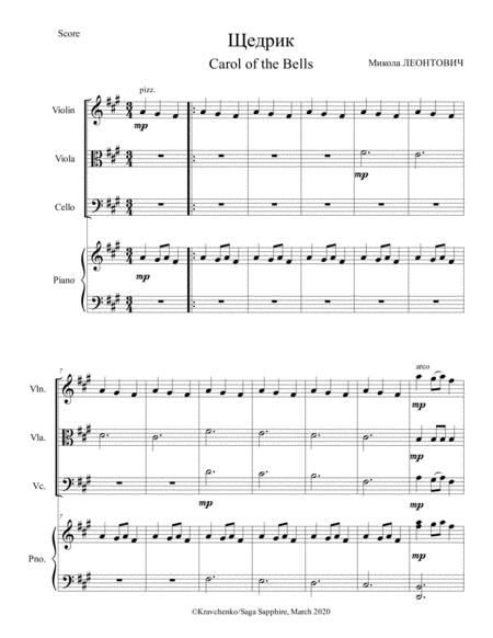 Free Sheet Music Carol Of The Bells Shchedryk Christmas Carol For Piano Quartet