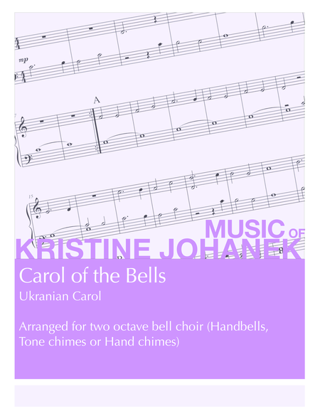 Free Sheet Music Carol Of The Bells Ukranian Carol 2 Octave Handbells Tone Chimes Or Hand Chimes
