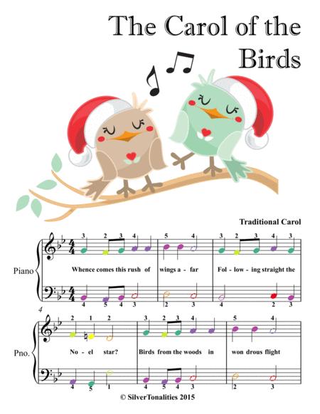 Free Sheet Music Carol Of The Birds Easy Piano Sheet Music With Colored Notes