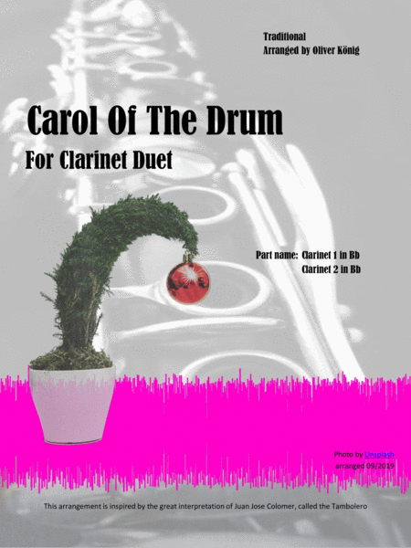 Free Sheet Music Carol Of The Drum For 2 Clarinets