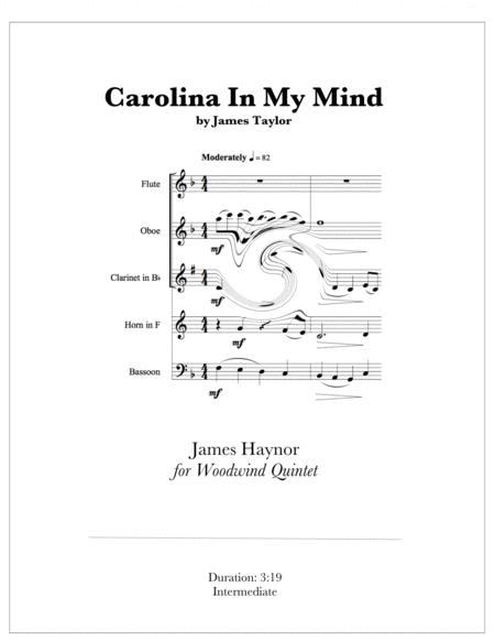 Carolina In My Mind For Woodwind Quintet Sheet Music