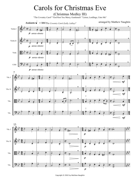 Carols For Christmas Eve Sheet Music