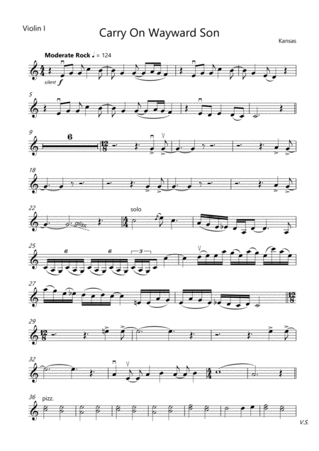 Carry On Wayward Son String Quartet Sheet Music