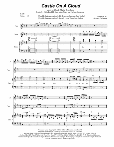 Castle On A Cloud Duet For Flexible Instrumentation Sheet Music