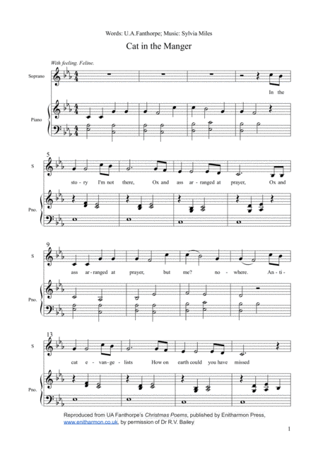 Free Sheet Music Cat In The Manger