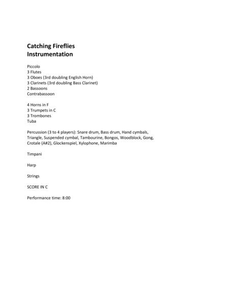 Catching Fireflies Original Orchestral Version Sheet Music