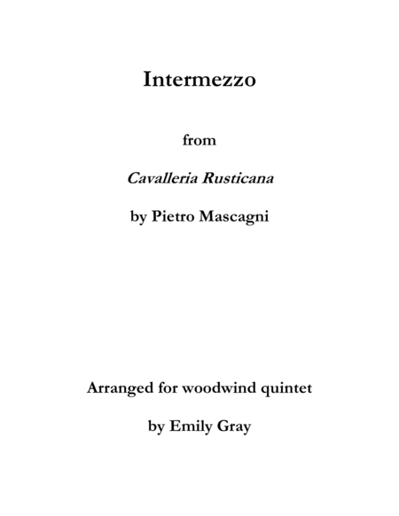 Cavalleria Rusticana Intermezzo For Woodwind Quintet Sheet Music