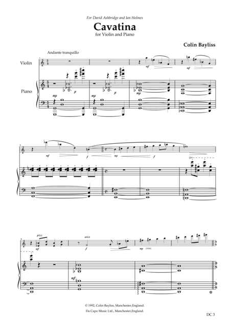 Free Sheet Music Cavatina For Violin And Piano