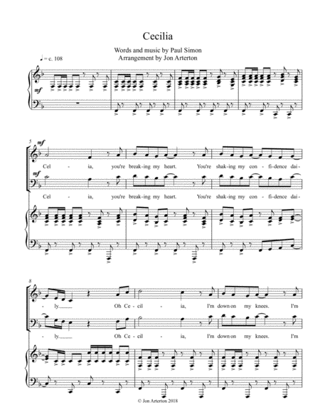 Free Sheet Music Cecilia Satb Piano