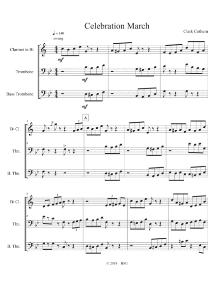 Celebration March Clarinet Trombone Bass Trombone Sheet Music