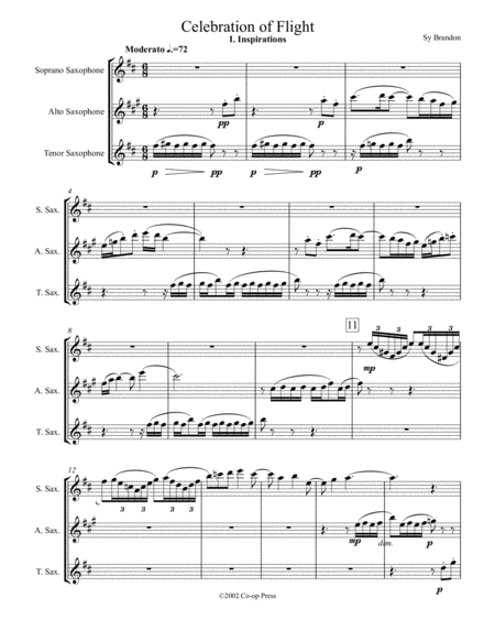 Celebration Of Flight For Saxophone Trio Sheet Music