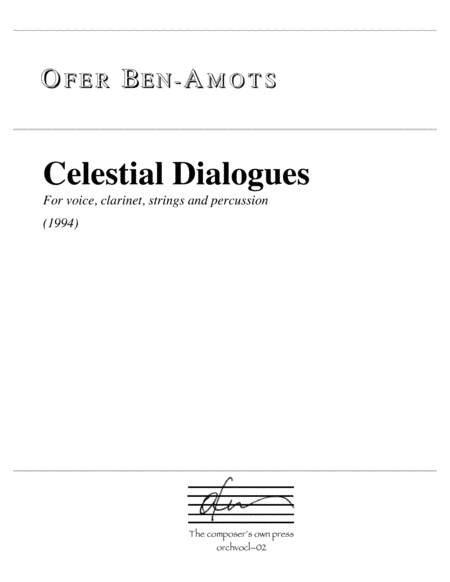Free Sheet Music Celestial Dialogues For Voice Clarinet Strings And Percussion
