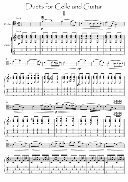 Cello And Guitar Duet By Bergmiller Sheet Music