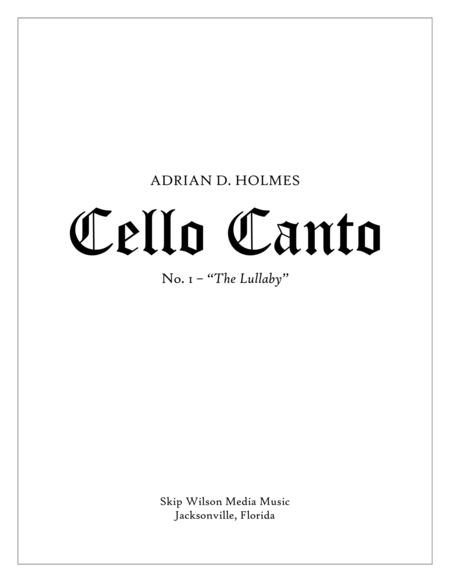 Cello Canto No 1 The Lullaby Sheet Music