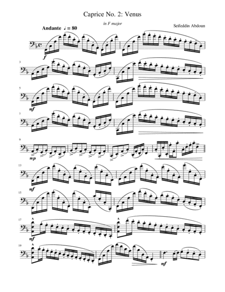 Cello Caprice No 2 Venus In F Major Sheet Music