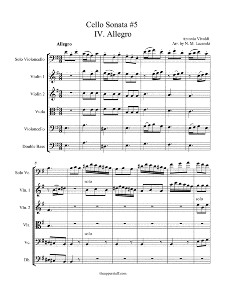 Cello Sonata Rv40 Movement 4 Sheet Music