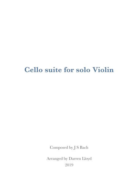 Cello Suite For Solo Violin Sheet Music