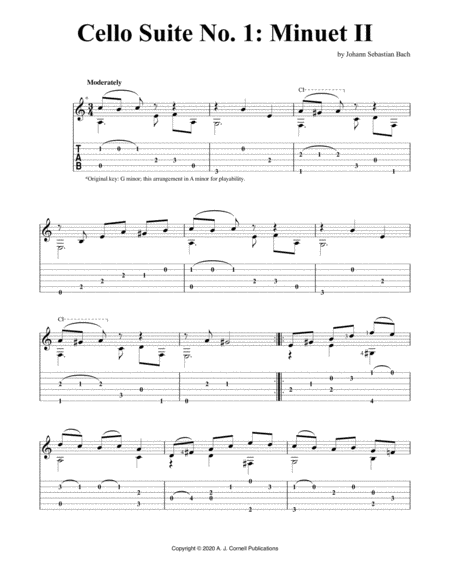 Cello Suite No 1 Minuet Ii Sheet Music