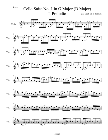 Cello Suite No 1 Preludio Sheet Music