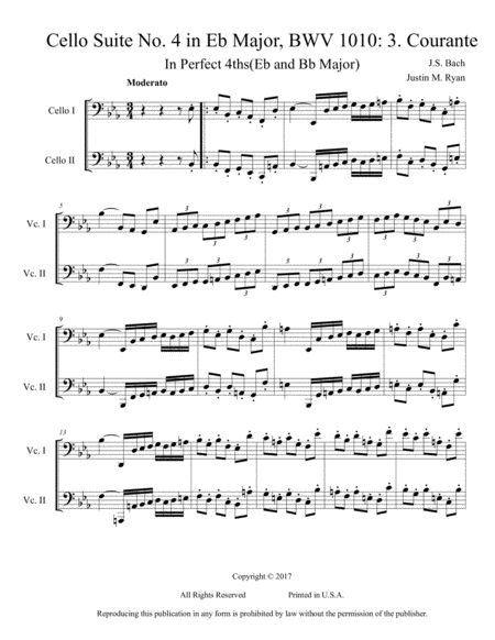 Free Sheet Music Cello Suite No 4 Bwv 1010 3 Courante