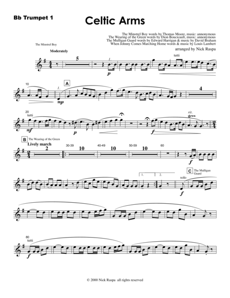 Celtic Arms B Flat Trumpet 1 Part Sheet Music