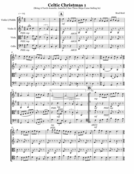 Free Sheet Music Celtic Christmas 1 String Quartet