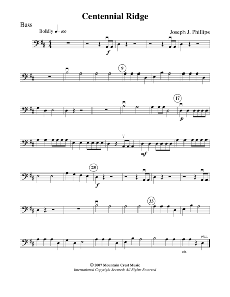 Centennial Ridge Bass Part Sheet Music