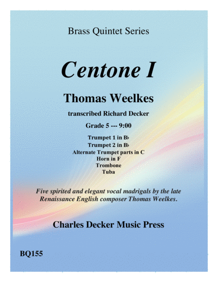 Centone I English Renaissance Madrigals For Brass Quintet Sheet Music