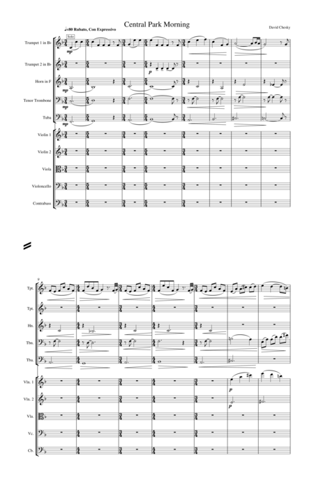 Central Park Morning Orchestra Brass Quintet Version Sheet Music