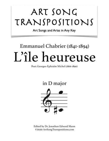 Free Sheet Music Chabrier L Le Heureuse Transposed To D Major