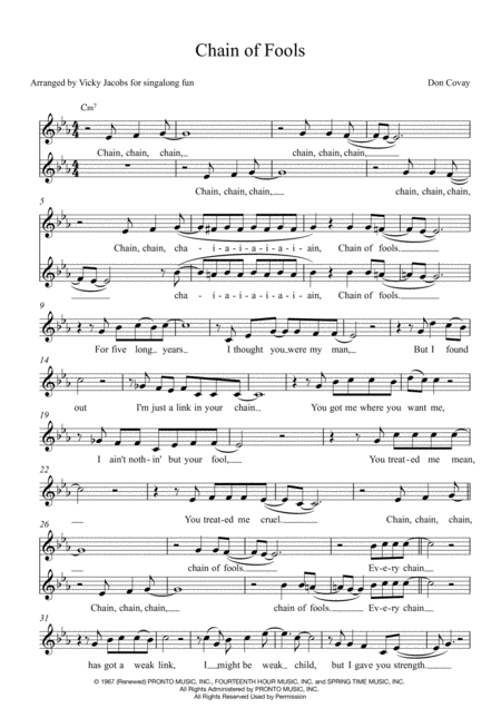 Free Sheet Music Chain Of Fools Leadsheet For Singalongs