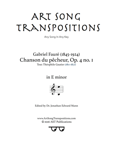 Free Sheet Music Chanson Du Pcheur Op 4 No 1 E Minor