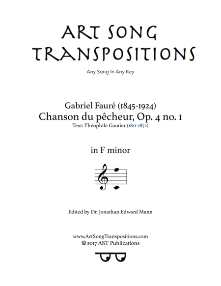 Chanson Du Pcheur Op 4 No 1 F Minor Sheet Music