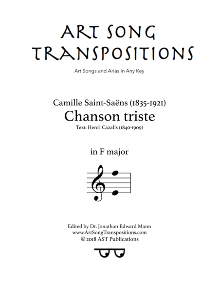 Free Sheet Music Chanson Triste F Major