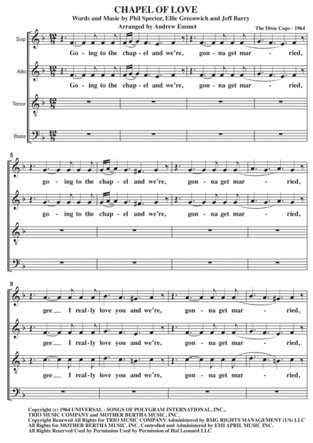 Chapel Of Love A Cappella Sheet Music